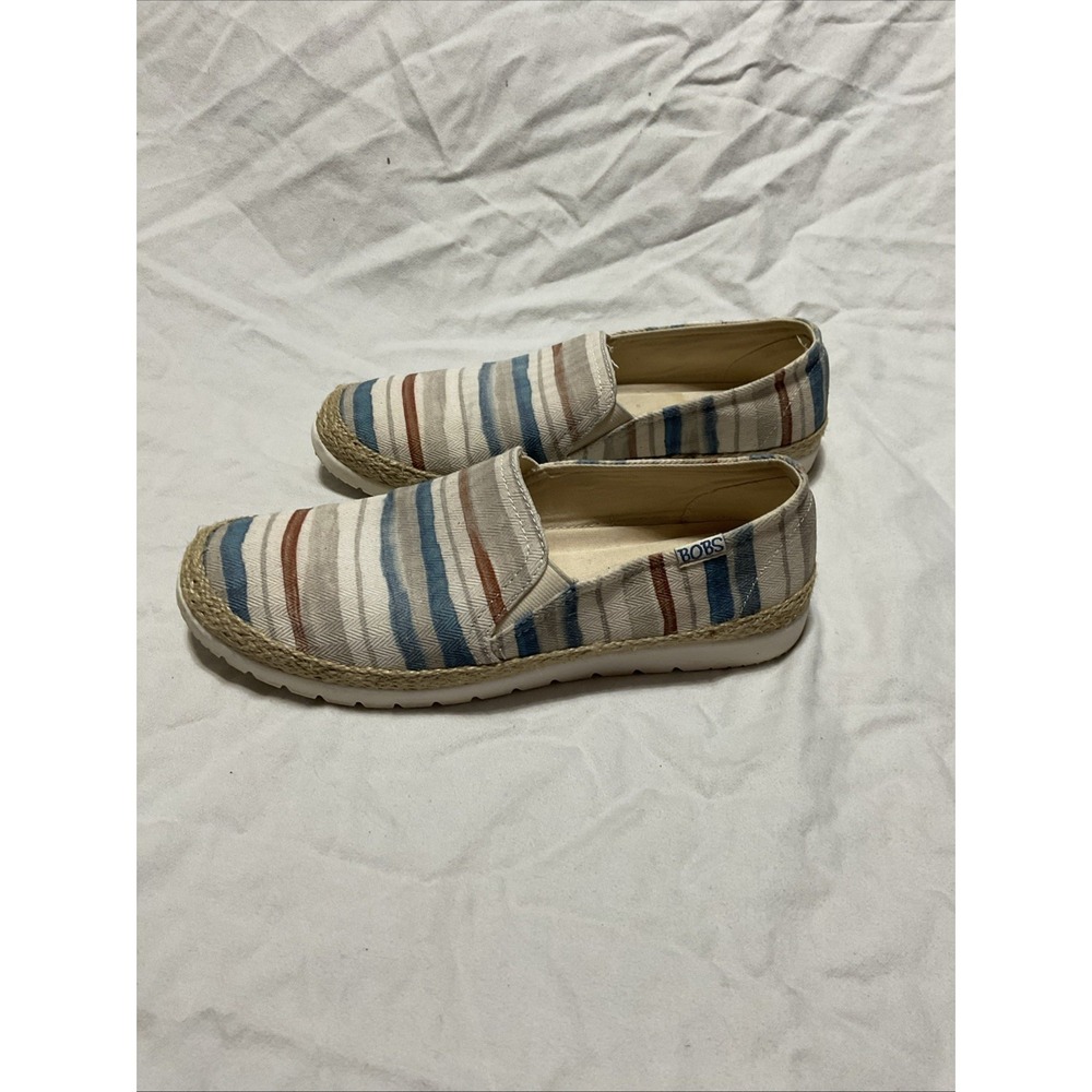 Bobs by Skechers Women Shoes‎ Sz 8.5 Light Stripes with Memory Foam